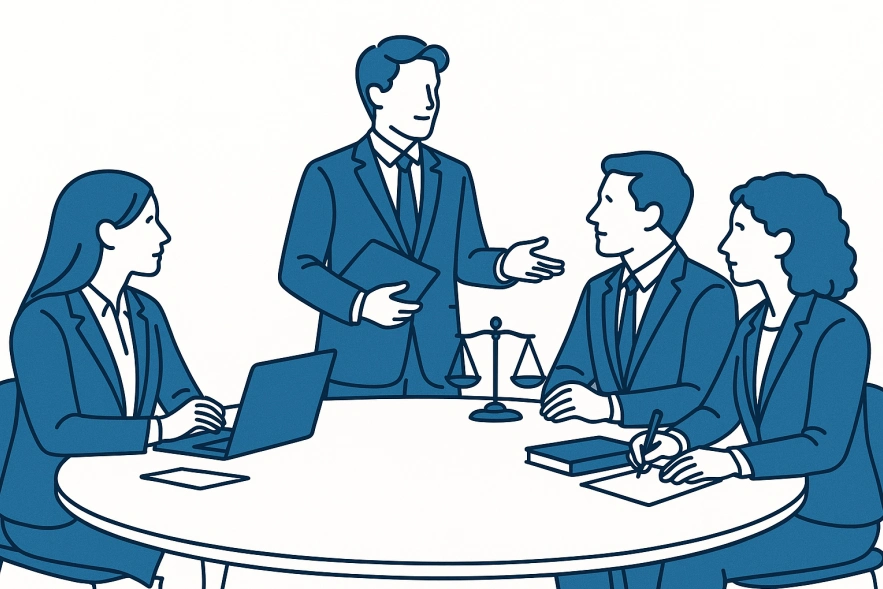 Illustration of legal team collaboration